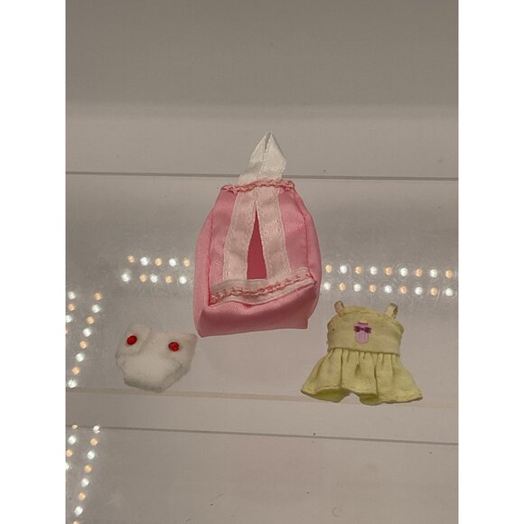 Vintage Krissy Barbie Doll Layette Pink Diaper Bag Diaper Dress Mattel - Picture 1 of 2